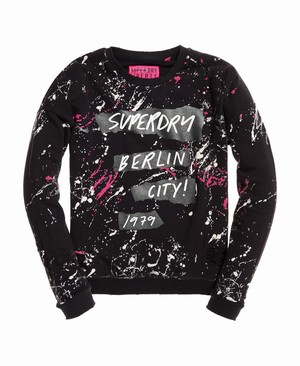 Superdry Splatter Punk Crew Női Pulóver Fekete | IGYON4835